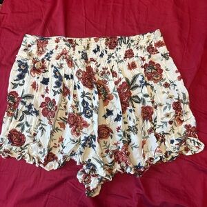 American Eagle Outfitters Floral High Waist Shorts - Red and Blue